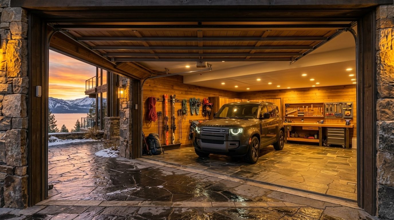 James Local Garage Door 2 Interior View of Custom Garage Door Overhead and Workshop